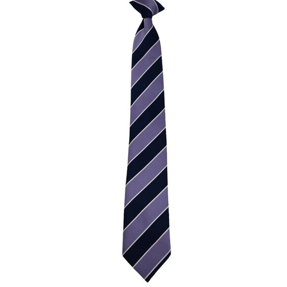 Boys Clip On Neck Tie Blue Striped 17"x2.5" Unbranded EUC‎ - Picture 1 of 7